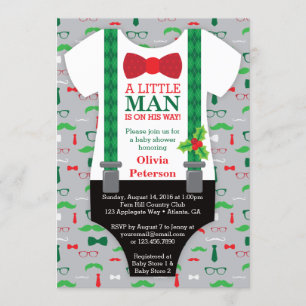 Little Man Baby shower Invitation, Kerstmis Kaart