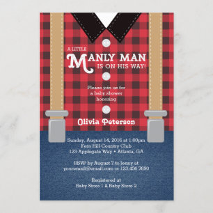 Little Man Baby shower Invitation, Lumberjack Kaart