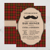 Little Man Baby shower Invitation - Mustache Pset Kaart (Voorkant / Achterkant)