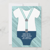 Little Man Baby shower Invitation, Navy Blue, Aqua Kaart (Achterkant)