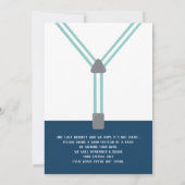 Little Man Baby shower Invitation, Navy Blue, Aqua Kaart (Achterkant)