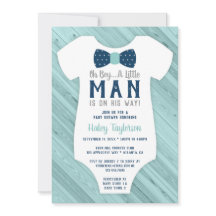 Little Man Baby shower Invitation, Navy Blue, Aqua