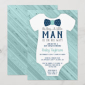 Little Man Baby shower Invitation, Navy Blue, Aqua Kaart (Voorkant / Achterkant)