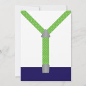 Little Man Baby shower Invitation Navy Blue Green Kaart (Achterkant)