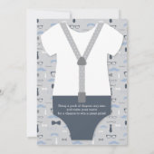Little Man Baby shower Invitation, Navy Blue, Grey Kaart (Achterkant)