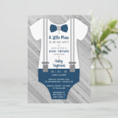 Little Man Baby shower Invitation, Navy Blue, Grey Kaart (Staand voorkant)