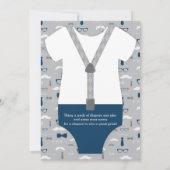 Little Man Baby shower Invitation, Navy Blue, Grey Kaart (Achterkant)