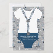 Little Man Baby shower Invitation, Navy Blue, Grey Kaart (Achterkant)