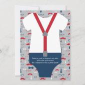 Little Man Baby shower Invitation, Navy Blue, Rood Kaart (Achterkant)