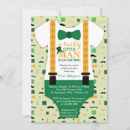 Little Man Baby shower Invitation, St Patricks Day Kaart