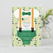 Little Man Baby shower Invitation, St Patricks Day Kaart (Staand voorkant)