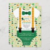 Little Man Baby shower Invitation, St Patricks Day Kaart (Voorkant / Achterkant)