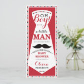 Little Man Baby shower Invitation, Stropdas, Rood, Kaart (Staand voorkant)