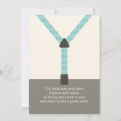 Little Man Baby shower Invitation, Turquoise Kaart (Achterkant)