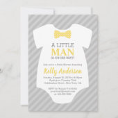 Little Man Baby shower Invitation - Yellow Grey Kaart (Voorkant)