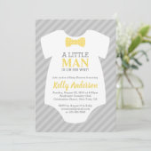 Little Man Baby shower Invitation - Yellow Grey Kaart (Staand voorkant)
