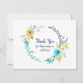 Little Man Baby shower krans Blauwgroen blauw dank Bedankkaart