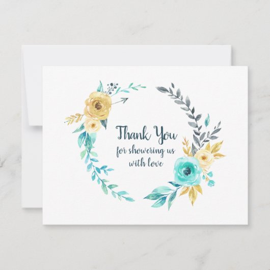 Little Man Baby shower krans Blauwgroen blauw dank Bedankkaart (Voorkant)