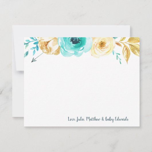 Little Man Baby shower krans Blauwgroen blauw dank Bedankkaart (Achterkant)