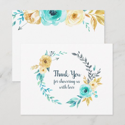 Little Man Baby shower krans Blauwgroen blauw dank Bedankkaart (Voorkant / Achterkant)