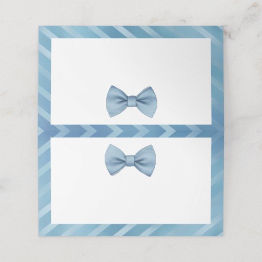 Little Man Baby shower Place Cards – Blue Bow Stro Plaatskaartje (Buitenkant ongevouwen)