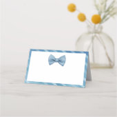 Little Man Baby shower Place Cards – Blue Bow Stro Plaatskaartje (Achterkant)
