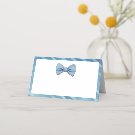 Little Man Baby shower Place Cards – Blue Bow Stro Plaatskaartje (Achterkant)