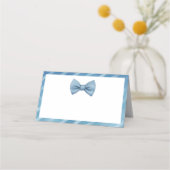 Little Man Baby shower Place Cards – Blue Bow Stro Plaatskaartje (Voorkant)