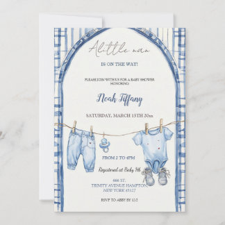 Little Man Baby Shower Uitnodiging Rustieke Blauwe