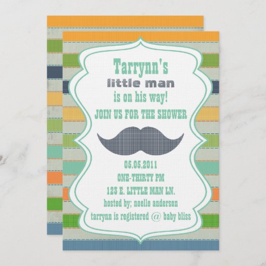 LITTLE MAN Baby shower & uitnodiging van geboorte (Voorkant / Achterkant)