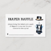 Little man baby shower zwarte smoking luier verlot informatiekaartje (Voorkant)