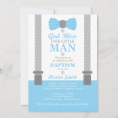 Little Man Baptism Invitation, Baby Blue, Grey Kaart (Voorkant)