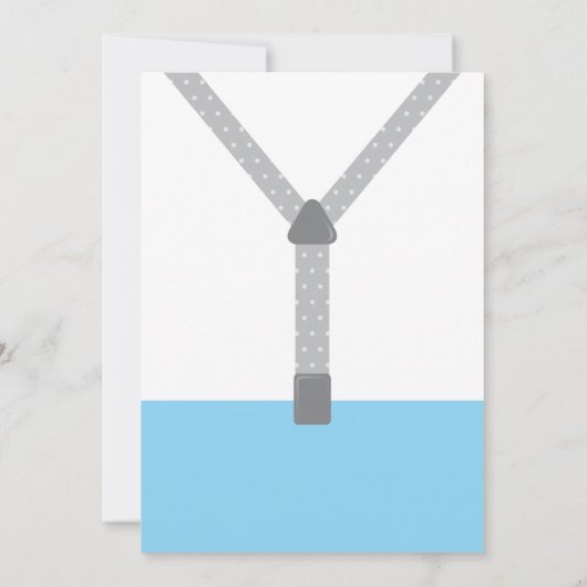 Little Man Baptism Invitation, Baby Blue, Grey Kaart (Achterkant)