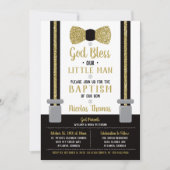 Little Man Baptism Invitation, Black, Gold Kaart (Voorkant)