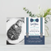 Little Man Baptism Invitation Blue, Aqua Kaart (Staand voorkant)