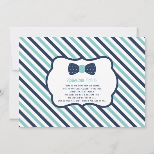 Little Man Baptism Invitation Blue, Aqua Kaart (Achterkant)