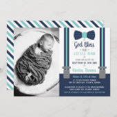 Little Man Baptism Invitation Blue, Aqua Kaart (Voorkant / Achterkant)