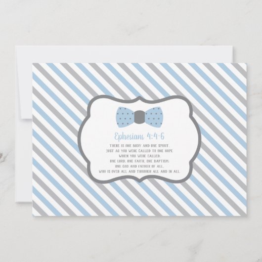 Little Man Baptism Invitation, Blue, Grey Kaart (Achterkant)