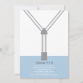 Little Man Baptism Invitation, Blue, Grey Kaart (Achterkant)