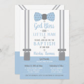 Little Man Baptism Invitation, Blue, Grey Kaart (Voorkant / Achterkant)