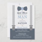 Little Man Baptism Invitation, Navy Blue, Grey Kaart (Voorkant)