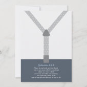 Little Man Baptism Invitation, Navy Blue, Grey Kaart (Achterkant)