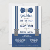 Little Man Baptism Invitation, Navy, Grey Kaart (Voorkant)