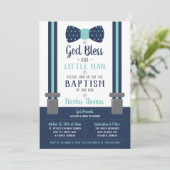 Little Man Baptism Invitation, Navy, Turquoise Kaart (Staand voorkant)