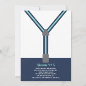 Little Man Baptism Invitation, Navy, Turquoise Kaart (Achterkant)