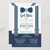 Little Man Baptism Invitation, Navy, Turquoise Kaart (Voorkant / Achterkant)