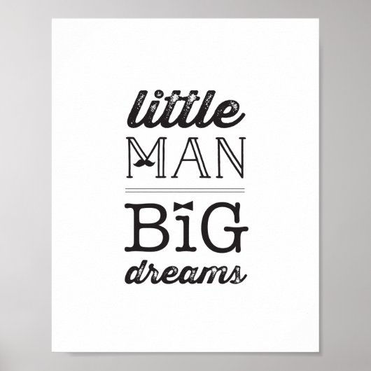 Little Man Big Dreams Classic Boy Baby Nursery Art Poster (Voorkant)