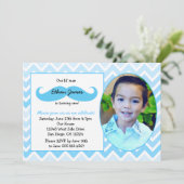 Little Man Birthday First Uitnodiging Mustache bas (Staand voorkant)