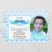 Little Man Birthday First Uitnodiging Mustache bas (Voorkant / Achterkant)