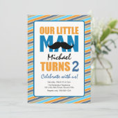 Little Man Birthday Party Kaart (Staand voorkant)